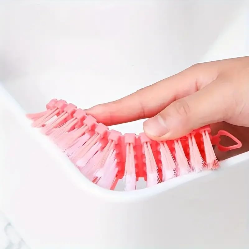 Bendable Scrub Brush, Deep Cleaning for Pool, Tub, Sink Non-Slip Grip, Sturdy Nylon Bristles,1 Pack-Pink