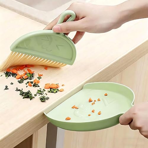 Green Mini Broom and Dustpan Set, Small Handheld Brush Combo for Kids Kitchen Counter Table Desk Car and Pet Area Cleaning - color: Green