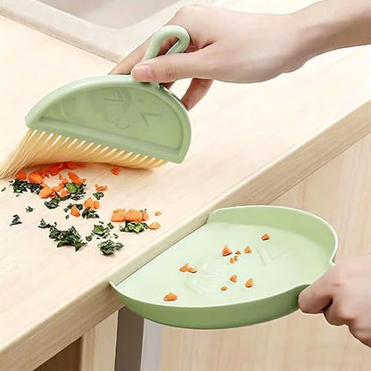 Green Mini Broom and Dustpan Set, Small Handheld Brush Combo for Kids Kitchen Counter Table Desk Car and Pet Area Cleaning - color: Green