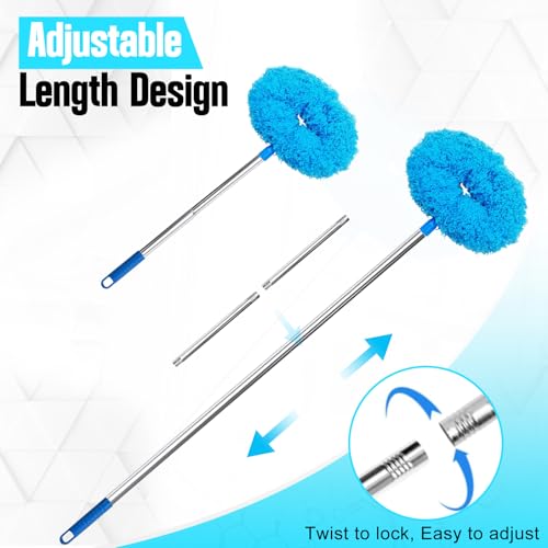 Ceiling Fan Cleaner Duster with Extension Pol, 12 to 51 Inch Duster Length, Reusable Microfiber Dusters for Cleaning Fan Blades, Cobwebs, Walls, Windows & High Ceilings, Removable, Blue - color: Blue