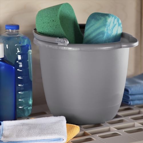 10 Qt Classic Titanium Spout Pail, Plastic Utility Bucket with Anti-Spill Pour Spout, Reinforced Rim & Comfort Grip Handle, Nestable Wash Tub for Mopping, Car Washing & Household Cleaning