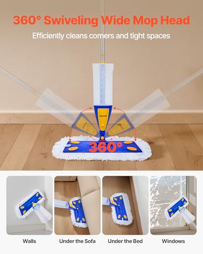VEVOR Spray Mop, with 3 Washable Pads for Dry and Wet Floor Cleaning and a 27oz Refillable Water Tank, Microfiber Dust Wet Mop & Twisted Cotton Dry Mop, Commercial Home Use for Tiles/Vinyl/Wood Floor