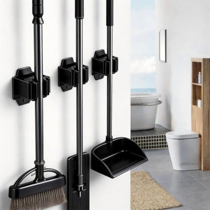 4 Pcs Broom Holder Wall Mount, Broom Hanger Mop Holder Rack Handle for Kitchen Laundry Garden Tool Organizer