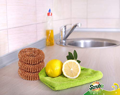 24 Pack Copper Coated Scourers by SCRUBIT – Scrubber Pad Used for Dishes, Pots, Pans, and Ovens. Easy scouring for Tough Kitchen Cleaning. - size: 12 Count (Pack of 2)