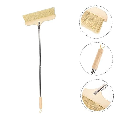 Bristle Broom Long Handle for Home Cleaning Soft Bristles for Floor and Carpet Dust Sweeper for Kitchen Living Room and Bathroom Use