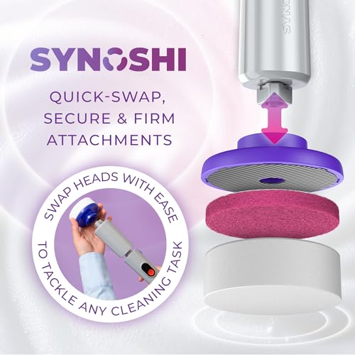 Synoshi PRO Electric Spin Scrubber Melamine Sponge for Bathroom & Shower Cleaning, Kitchen Brush Head for Power Cleaning - Set of 3 Sponges