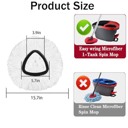 4 Pack Mop Replacement Heads for O-Ceda Mop Replace Head Spin Mop Heads Replacements, Microfiber Spin Mop Refills, Easy Cleaning Mop Head Machine Washable - color: #2 White