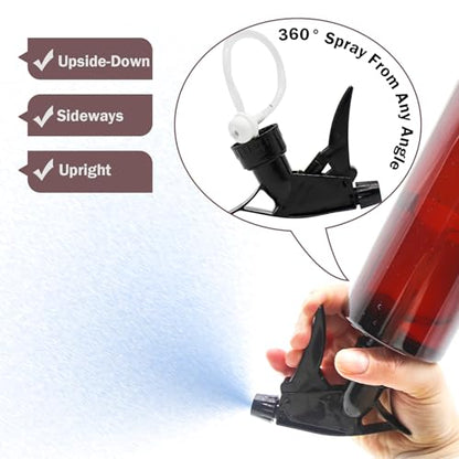 OFFIDIX 360° Water Spray Bottle 2 Pack 16 oz Continuous Plastic Empty Spray Bottles Mister for Hair,Cleaning,Plants,Upside Down,Fine Mist and Stream Setting,Amber - color: Amber