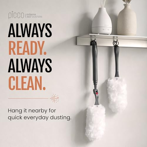 milema Picco 360 Double-Sided Microfiber Duster Cleaning Kit (White, 1 Short Handle, 23 Refills) - size: 1 short handle, 23 refills