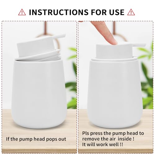 Soap Foaming Dispenser Ceramic with Easy-to-Press Pump Hand Foam Dispenser for Shampoo Bathroom Kitchen 12 oz - color: Foam-white