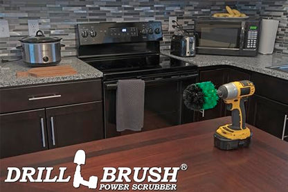 Drillbrush Kitchen Cleaning Supplies - Household Cleaners for Drill - Home Kitchen Scrubbing - Stove Cleaning Tool - Oven Door Cleaner - Pots and Pans Scrubber - Frying Pan Scrubber - Sink Scrub Brush - color: Medium-green