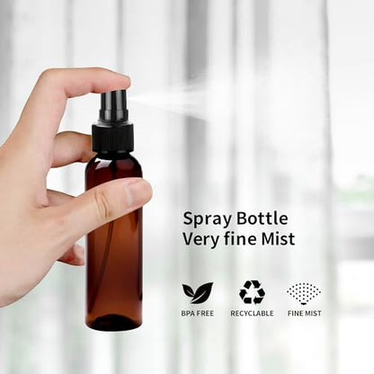 36 Pack Amber Plastic Spray Bottles 4 oz Small Spray Bottle Plastic Fine Mist Spray Empty Bottle, Amber 4 oz Spray Bottles Bulk for Travel, Essential Oils - color: Amber