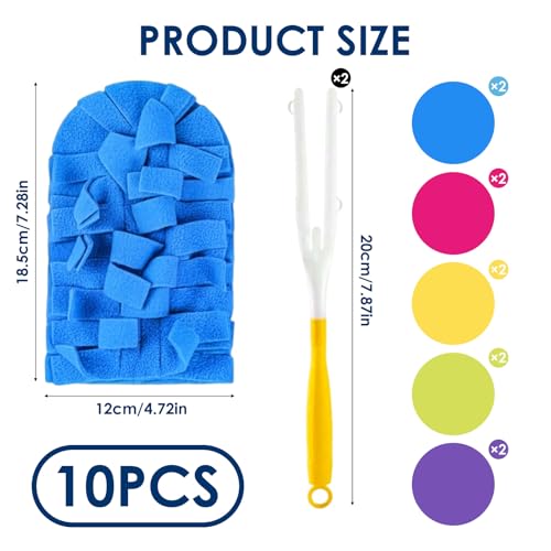 10 Pack Reusable Fleece Duster Refills with Detachable Handle, Washable Microfiber Dusters for Cleaning, 360° Dry Wet Microfiber Duster Refill Compatible with Standard Cleaning Handles (10)