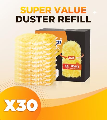 30 Count Heavy Duty Duster Refills for Swiffer, Multisurface 360° Larger Size Dusters with 4X Microfibers, Unscented Disposable Dusters for Cleaning Home, Blinds, Fans, Corners (Only Duster) - size: 30 Count
