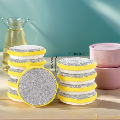 Double Sided Dish Sponges, Extra Thick 2.5cm, 10 Pack | Non Scratch, Heavy Duty Scouring Pads, Handle Hole, For Dish Washing, Sink & Stove Cleaning
