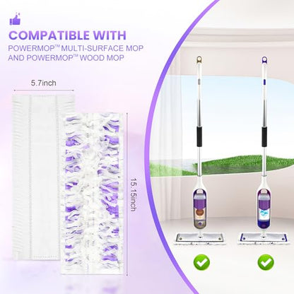 25 Pack Disposable Mop Pads for PowerMop Multi-Surface Floor Mop, Mopping Pad Refills for Floor Cleaning - size: 25*Purple