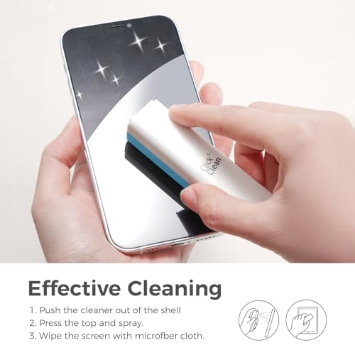 CLICK CLEAN Screen Cleaner, Fingerprint Proof Screen Cleaner Spray, All-in-One Cleaner with Microfiber and Shell for All Phones, Laptop and Tablet Screens (Light Blue) - color: Light Blue