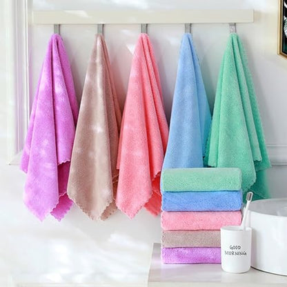 Premium Coral velvet Washcloths Set-5 Pack, Ultra Soft & Highly Absorbent Face Towels for Bath, Spa & Gym, Soft Feel Fingertip Towels Quick Drying Microfiber Hand Towel 29.5” x 13.8”Large Wash Cloths.
