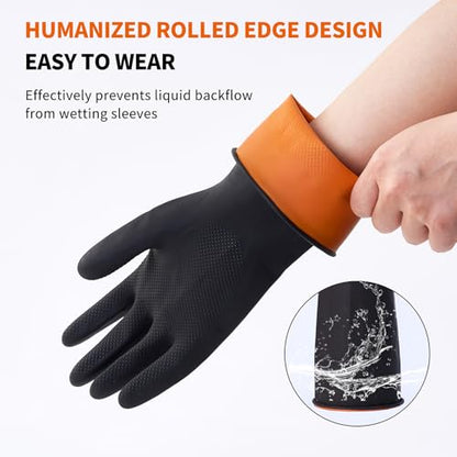 Bamllum 4 Pairs Black Rubber Dishwashing Gloves - Reusable Cleaning Gloves for Kitchen, Household, Anti-Slip, Flexible & Long-Lasting (Large) - size: Large