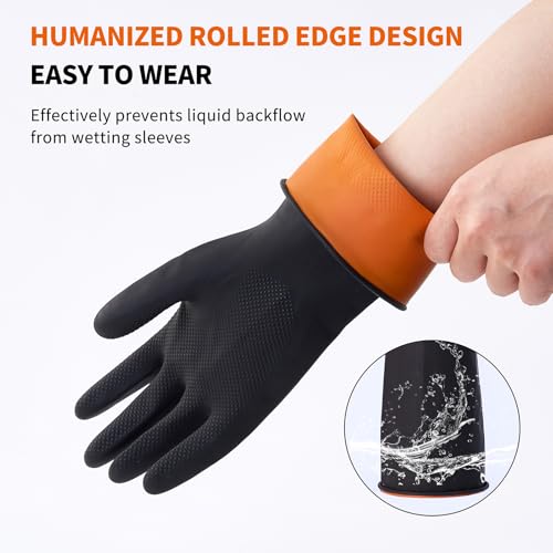 Bamllum 4 Pairs Black Rubber Dishwashing Gloves - Reusable Cleaning Gloves for Kitchen, Household, Anti-Slip, Flexible & Long-Lasting (Medium) - size: Medium