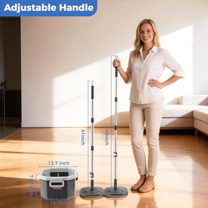 YASHE Spin Mop and Bucket Set with Wringer, True Clean Water Separation Mop Bucket System with Detachable Inner Bucket, Hands-Free Floor Mop with 2 Washable Microfiber Pads