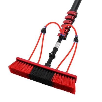35FT Water Fed Pole Kit Adjustable Solar Panel Cleaning Kit with Telescopic Pole & Rotatable Brush for Window Glass Roof Outdoor Cleaning Equipment - size: 35.43FT