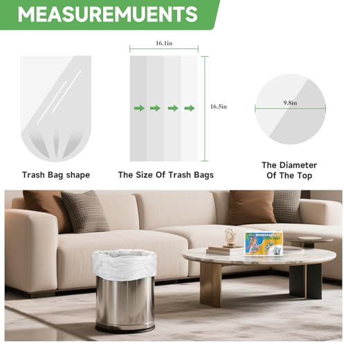 Biodegradable 1.2 Gallon Small Trash Bags - Unscented 100 Count Tiny Garbage Bag Bulk Clear White Strong Thick Compostable Scrap Bin Liners for Kitchen Office or Outdoor Garden Heihaily - style: Bio-1.2gal-White100
