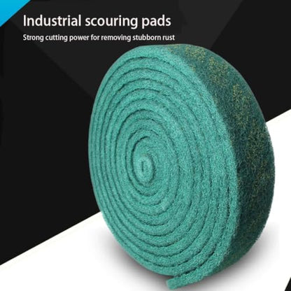 Cuttable Scouring Pad Roll,Thickened Scrubbing Pad for Kitchen Cleaning, Metal Rust Removal, Surface Polishing, Sanding(Green,70×17mm 2Roll) - size: 70×17mm 2Roll