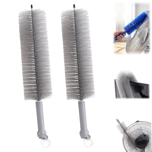 Fan Cleaning Brush Bendable Cobweb Duster Cobweb Duster, Bendable Fan Duster, Plastic Fan Cleaner Brush, Microfiber Head Dusting Brush (Gray-2PCS) - color: Gray-2pcs