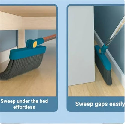 Dustpan Brush Set Long Handle Up to 37 Inches Adjustable Foldable,Plastic Broom Dustpan Combo 1set/2pcs Floor Cleaning Supplies Lobby Household Angle Brooms Upright Stand Up Garbage Scoop - color: Navy