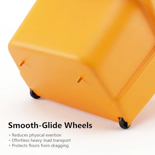 Jumbo Commercial Dustpan with Wheels & Comb Teeth - Heavy Duty 14.2" Rolling Debris Pan - Long Handle Extra Large Upright Dust Pan for Industrial Warehouse Garage Restaurant Sidewalk Outdoor - Yellow - color: Yellow