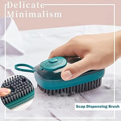 Brush with Soap Dispenser, Good Srubber Cleaner for Dish Sink Pan Pot Washing and Cleaning, Bathroom, Kitchen, Soft Laundry Clothes and Shoes Scrubbing Brush(Green) (Green) - color: Green