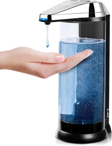 Secura 17oz Automatic Liquid Soap Dispenser, Touchless Battery Operated Hand Soap Dispenser with Adjustable Soap Dispensing Volume Control Dial, Personal Care Dispenser (Chrome) - color: Chrome, size: 500ml