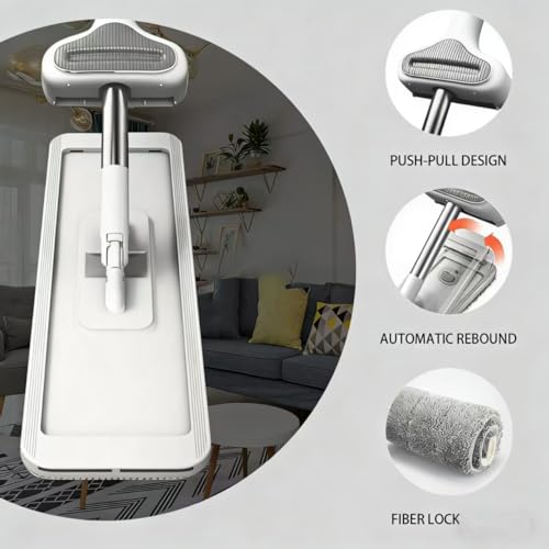 Wet Dry Flat Microfiber Mop for Hardwood Floors | 6 Washable Pads Included, 360° Swivel, For Kitchen Tile & Laminate Floors