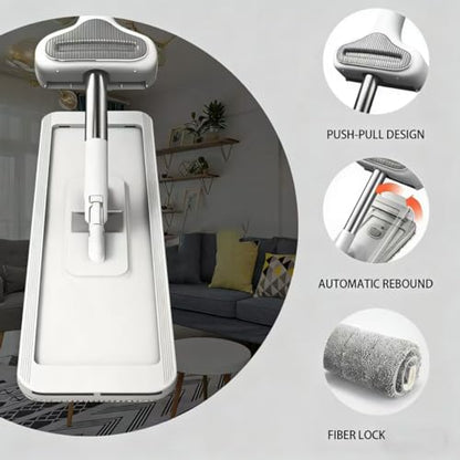 Wet Dry Flat Microfiber Mop for Hardwood Floors | 6 Washable Pads Included, 360° Swivel, For Kitchen Tile & Laminate Floors