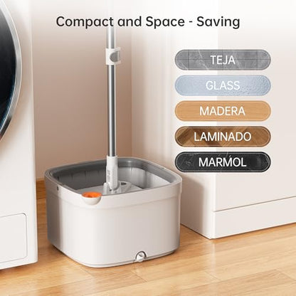 Spin Square mop and Bucket System with Wringer Set for Home with 10 Mop Pads (Grey,White) - size: 1.0 Mop and Bucket Set (10 pad)