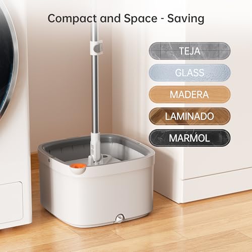 Spin Square mop and Bucket System with Wringer Set for Home with 10 Mop Pads (Grey,White) - size: 1.0 Mop and Bucket Set (10 pad)