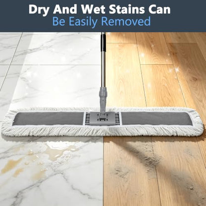 Masthome Commercial Dust Mop, 39" Microfiber Floor Mop with 64" Adjustable Handle, Total 2 Reusable Pads, 360° Swivel Wet Dry Mops for Hardwood Tile Marble Laminate Home Hotel Office Warehouse - color: Extra Large Grey
