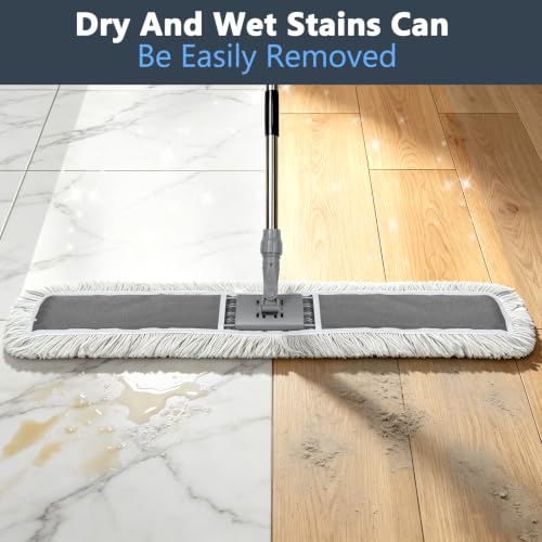 Masthome Commercial Dust Mop, 39" Microfiber Floor Mop with 64" Adjustable Handle, Total 2 Reusable Pads, 360° Swivel Wet Dry Mops for Hardwood Tile Marble Laminate Home Hotel Office Warehouse - color: Extra Large Grey