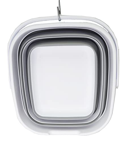 SAMMART 10L (2.6 Gallon) Collapsible Rectangular Handy Bucket (White/Grey, 1) - color: White/Grey