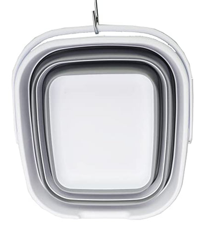 SAMMART 10L (2.6 Gallon) Collapsible Rectangular Handy Bucket (White/Grey, 1) - color: White/Grey