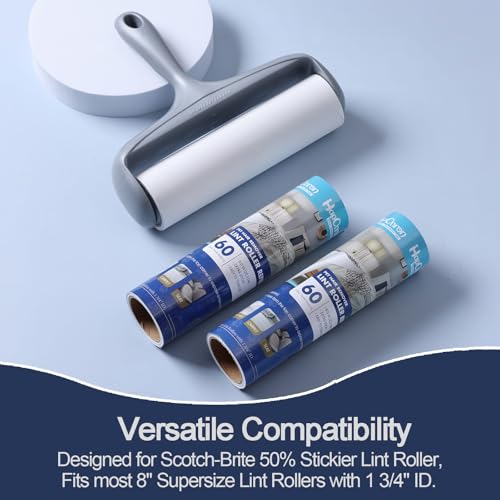 8 Inch Lint Roller Refills for Scotch-Brite 50% Stickier Lint Roller, Fits 8" Large Lint Rollers with 1 3/4" ID, 240 Easy Tear Sheets (Pack of 4), Sticky Lint Roller Sheets - size: 8" / 240 Sheets