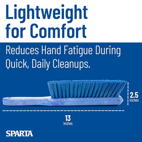 SPARTA 8 Inch Soft Counter Brush with Polyester Bristles and 5 Inch Handle, Color Coded Handheld Broom for Tables Countertops and Foodservice Surfaces, 13 Inch Overall Length, Blue - color: Blue