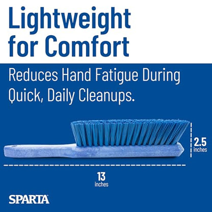 SPARTA 8 Inch Soft Counter Brush with Polyester Bristles and 5 Inch Handle, Color Coded Handheld Broom for Tables Countertops and Foodservice Surfaces, 13 Inch Overall Length, Blue - color: Blue