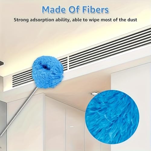 Extendable Duster - 31.5 Inches Microfibre Duster | Stainless Steel Handle | - Adjustable Telescopic Reach | and Soft Fiber Head Perfect for Cleaning High Ceilings and Shelves At Home - color: Blue