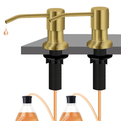 Sink Soap Dispenser, Kichen Sink Soap Dispenser, 47" Extension Tube kit, Under Sink Soap Dispenser Pump, No Need More Refills （Golden, 2 Pack） - color: Golden-2 Pack