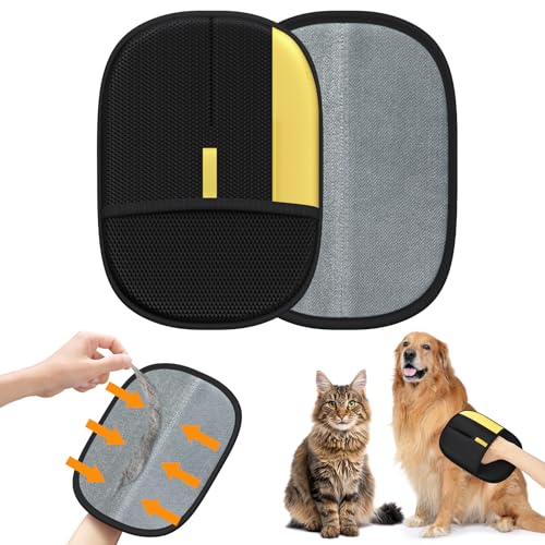 Pet Hair Remover - 2025 New Electrostatic Magic Brush Pet Hair Remover Glove, Reusable Cat & Dog Hair Remover Tool for Clothing, Couch, Furniture, Carpet, Car Seat, Cat Grooming Glove, 1 PCS - color: 1pcs-BlackYellow