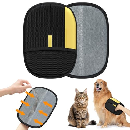 Pet Hair Remover - 2025 New Electrostatic Magic Brush Pet Hair Remover Glove, Reusable Cat & Dog Hair Remover Tool for Clothing, Couch, Furniture, Carpet, Car Seat, Cat Grooming Glove, 1 PCS - color: 1pcs-BlackYellow