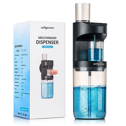 ZOFGENOW Automatic Mouthwash Dispenser for Bathroom,Bathroom Accessories 19.4 Fl Oz Dispensers with Magnetic Cups,Wall Mounted Dispenser,Suitable for All Age Groups,Black - color: Black