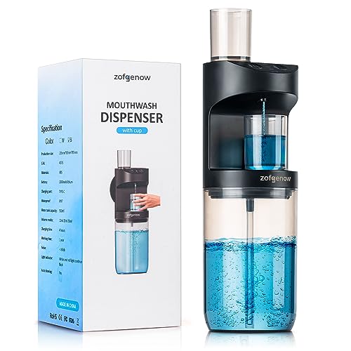 ZOFGENOW Automatic Mouthwash Dispenser for Bathroom,Bathroom Accessories 19.4 Fl Oz Dispensers with Magnetic Cups,Wall Mounted Dispenser,Suitable for All Age Groups,Black - color: Black